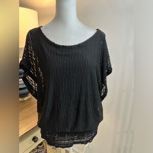 Joseph A Black Dolman Sleeve with Sheer Sleeve - Size M